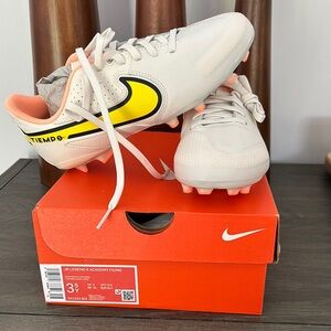 Nike Tiempo Junior Cleats - White and Yellow